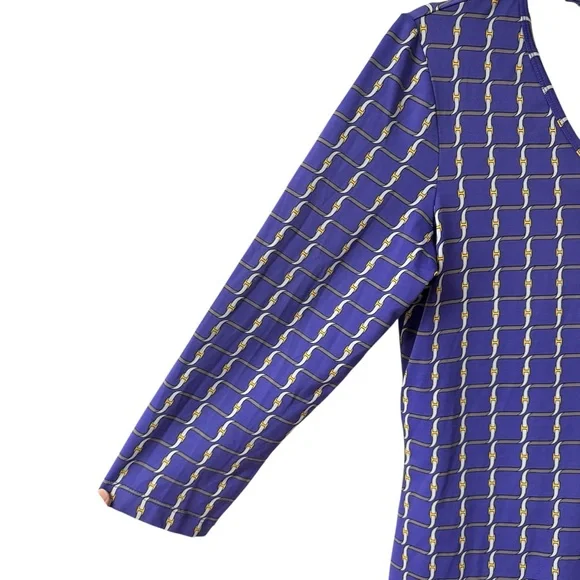 J. McLaughlin Catalina Cloth Chain Link Blouse Top Size M Purple Gold - Picture 6 of 8